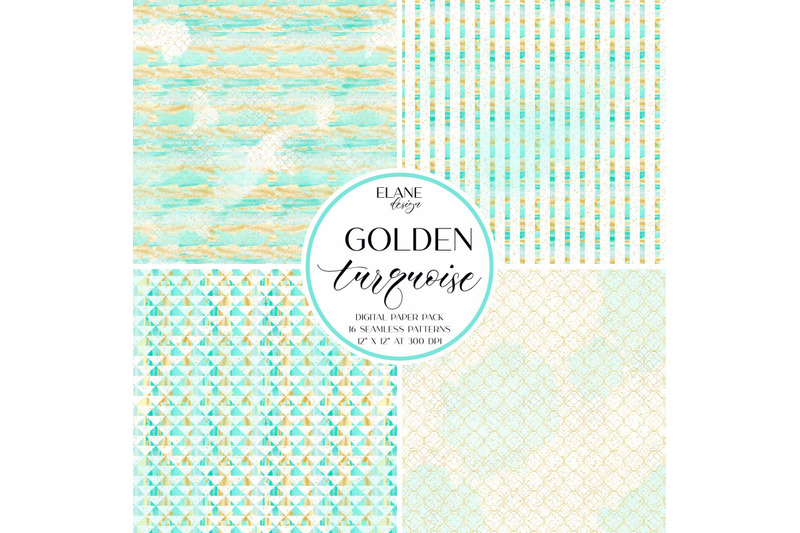 golden-turquoise-digital-paper-pack