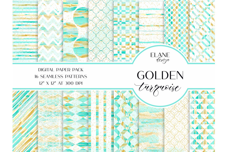 golden-turquoise-digital-paper-pack