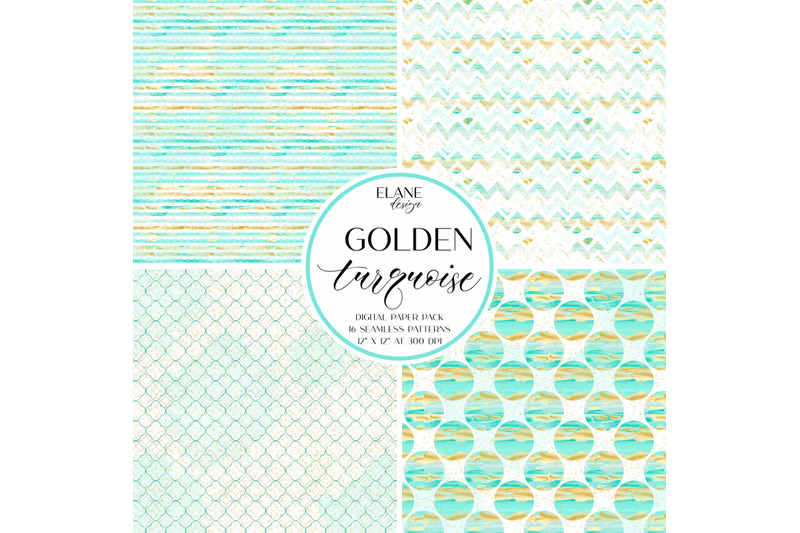 golden-turquoise-digital-paper-pack