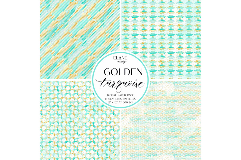 golden-turquoise-digital-paper-pack