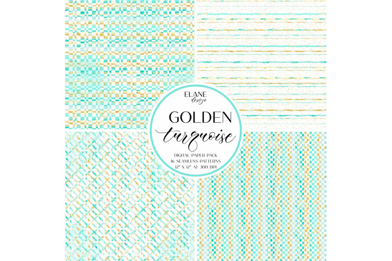 golden-turquoise-digital-paper-pack