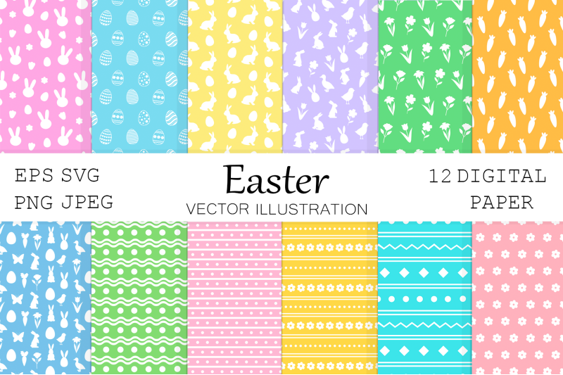 easter-digital-paper-bunny-digital-paper-spring-flowers