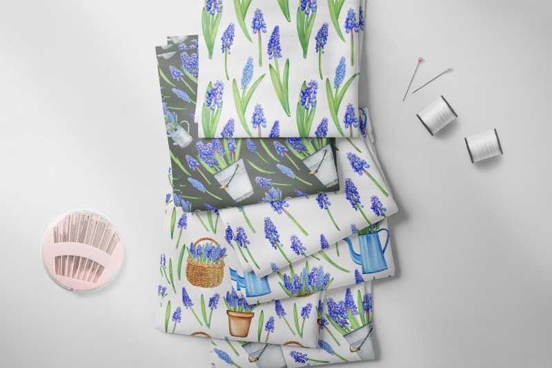 watercolor-spring-grape-hyacinth-digital-paper-pack-easter-garden