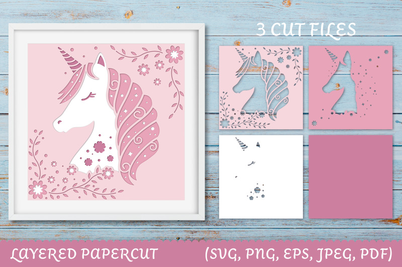 unicorn-papercut-cutting-file-unicorn-3d-shadow-box-svg
