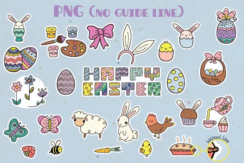 easter-color-doodles-decorated-egg-bunny-sheep-chicken-butterfly
