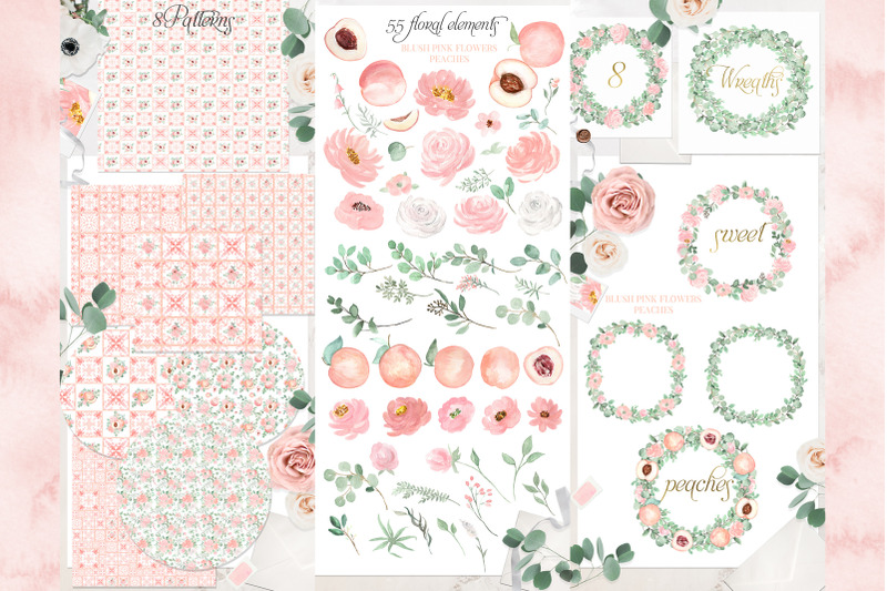 blush-pink-flowers-peaches-tiles-watercolor-clipart