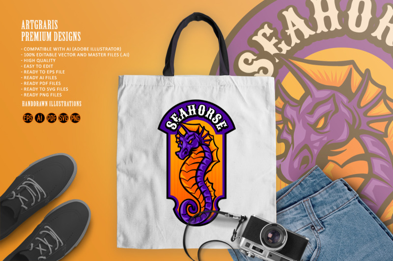 seahorse-esport-logo-mascot-gaming-illustrations