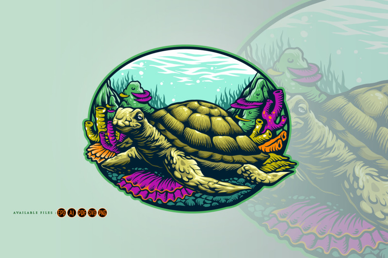 turtle-under-water-logo-mascot-illustrations