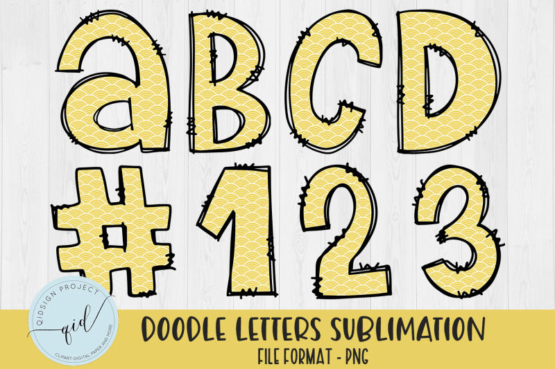 yellow-doodle-letters-numbers-png