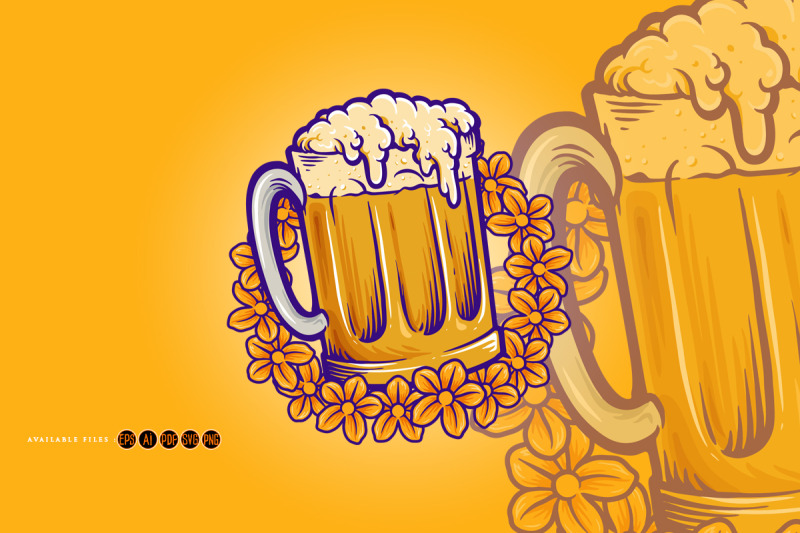 beer-glass-flowers-summers-party-logo-illustrations