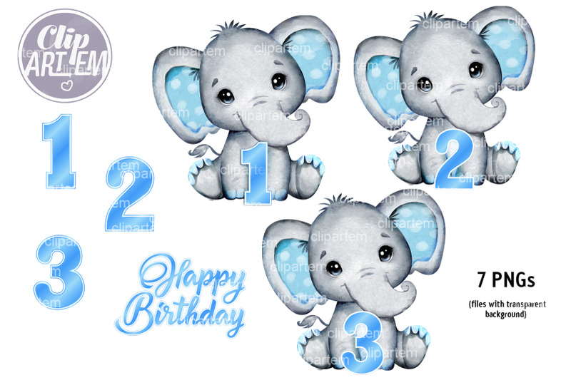 boy-elephant-birthday-1-2-3rd-blue-watercolor-png-birthday-decor