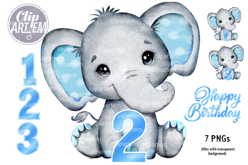 boy-elephant-birthday-1-2-3rd-blue-watercolor-png-birthday-decor