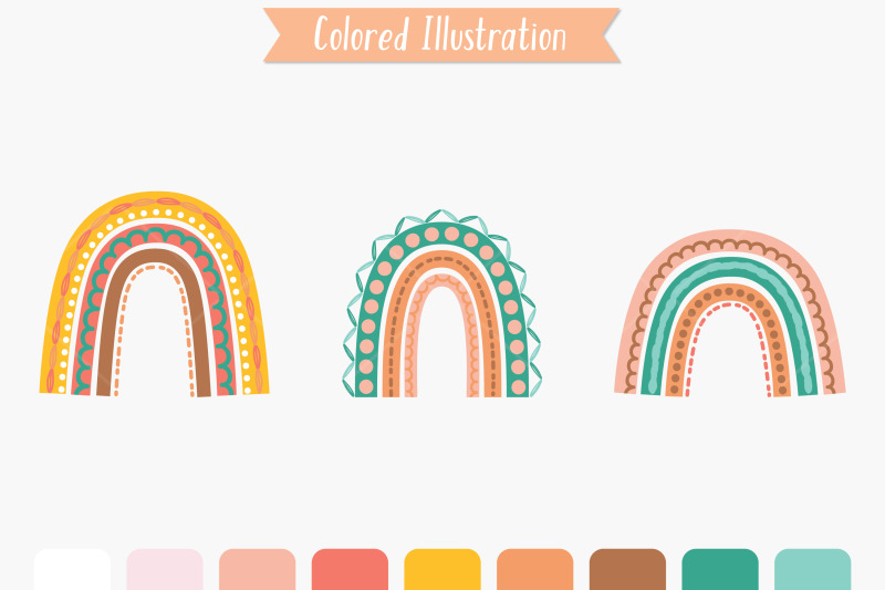 boho-rainbow-doodles-soft-color-palette-cute-svg-design