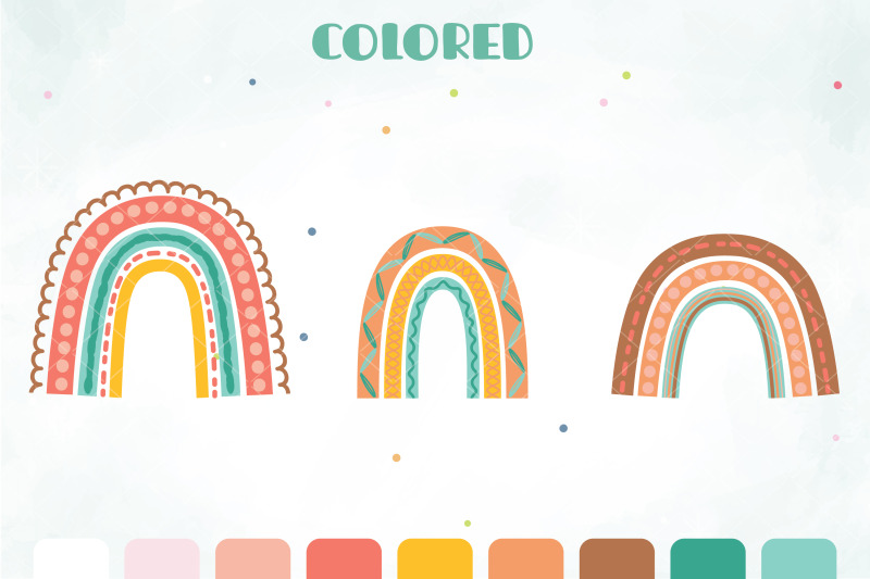 boho-rainbow-doodles-soft-color-palette-cute-svg-design