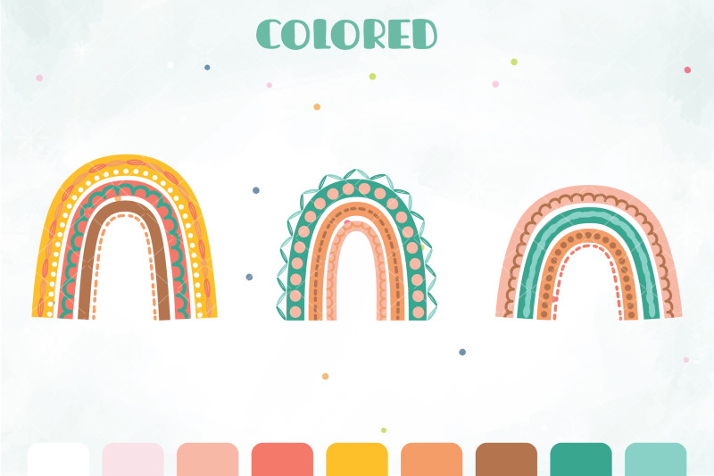 boho-rainbow-doodles-soft-color-palette-cute-svg-design