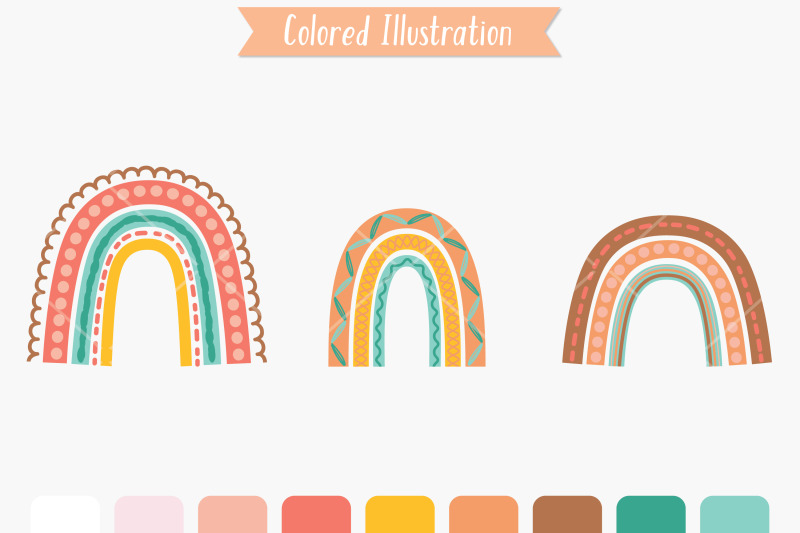 boho-rainbow-doodles-soft-color-palette-cute-svg-design