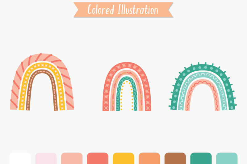 boho-rainbow-doodles-soft-color-palette-cute-svg-design