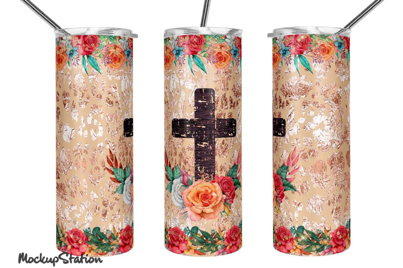 christian-tumbler-design-png-cross-floral-sublimation