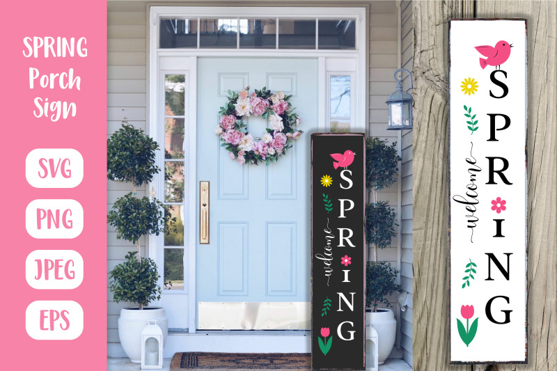 welcome-spring-porch-sign-seasonal-vertical-front-sign
