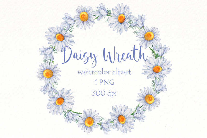 daisy-weath-clipart-watercolor-spring-flower-wreath-png