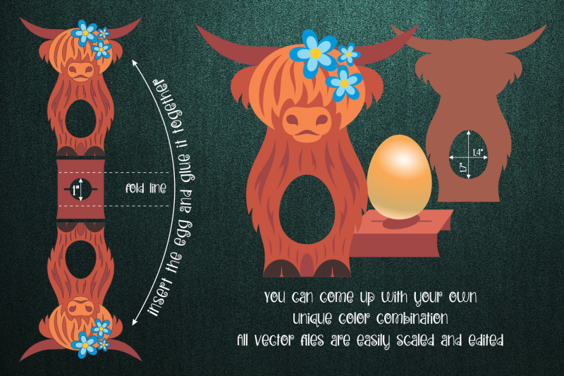 scottish-highland-cow-easter-egg-holder-template