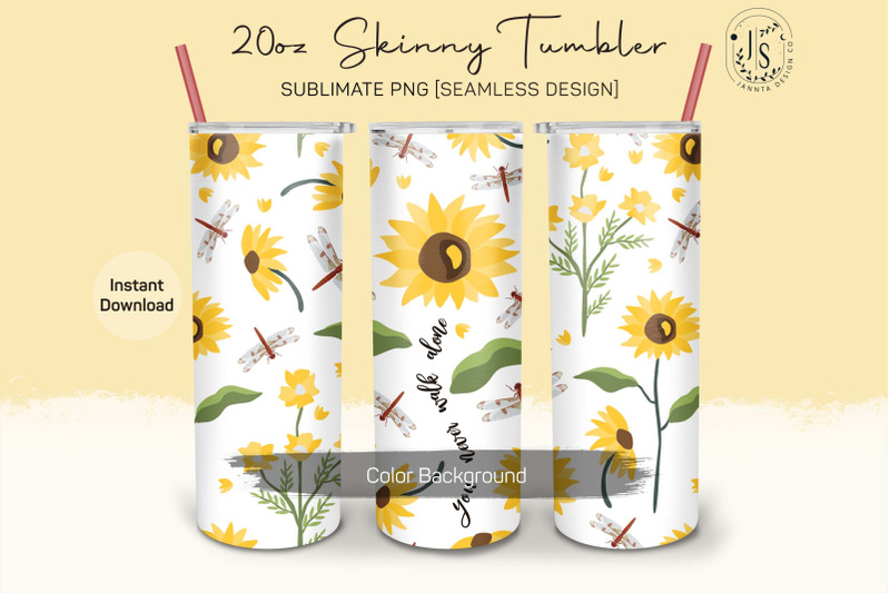 sunflower-and-dragonflies-20oz-tumbler-sublimation-wraps