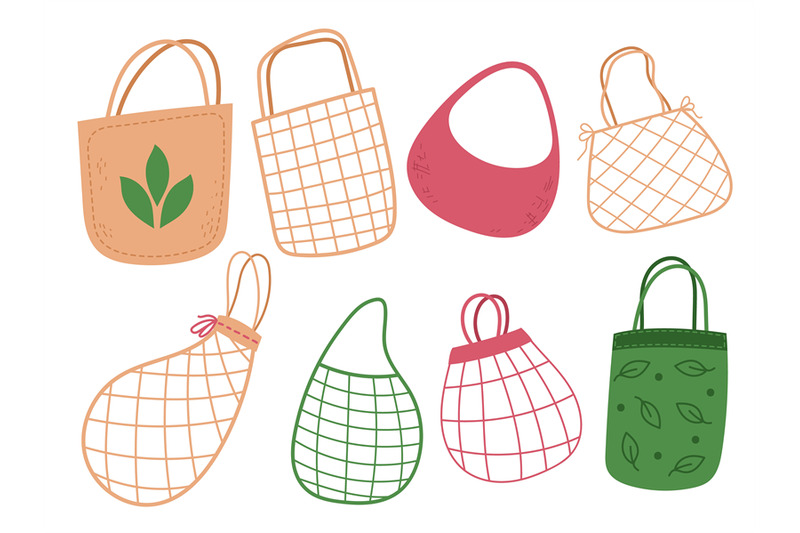 cartoon-empty-eco-bags-organic-flat-string-bags-paper-and-fabric-sho