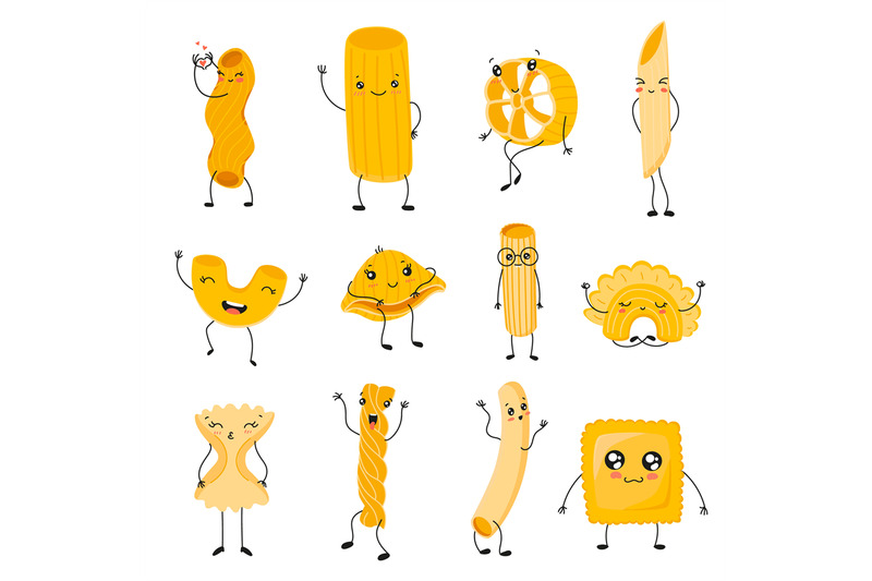 pasta-characters-funny-noodles-with-cute-faces-hands-and-feet-comic