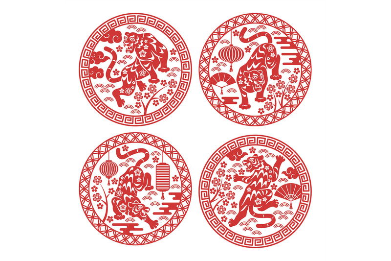 round-chinese-zodiac-tigers-astrological-holiday-signs-decorative-si