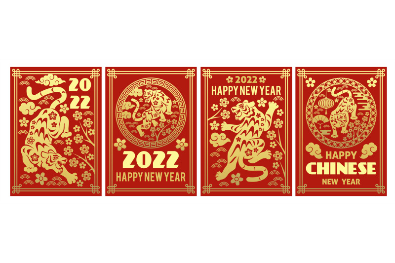 chinese-new-year-tiger-posters-traditional-greeting-cards-gold-silho