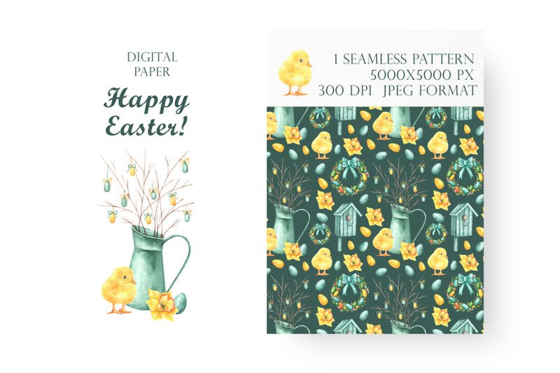 easter-watercolor-digital-paper-seamless-pattern-chicken-easter-egg