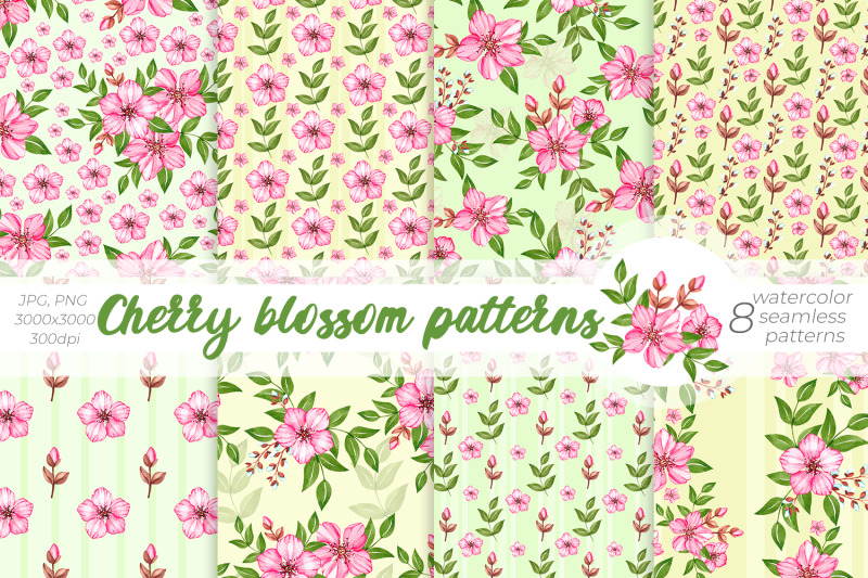 cherry-blossom-patterns-watercolor-patterns-png-jpg