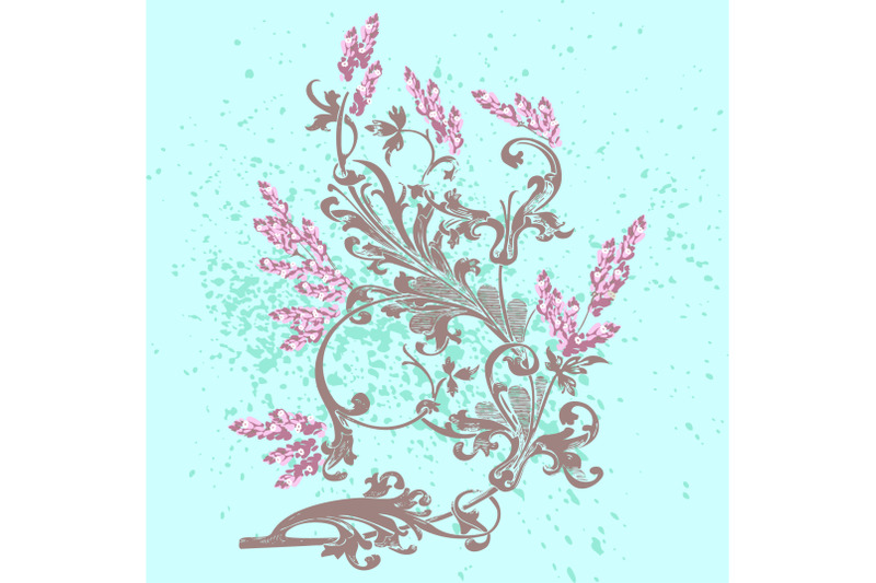 hand-drawn-lavender-flowers-on-cyan-abstract-floral-pattern-cover-des