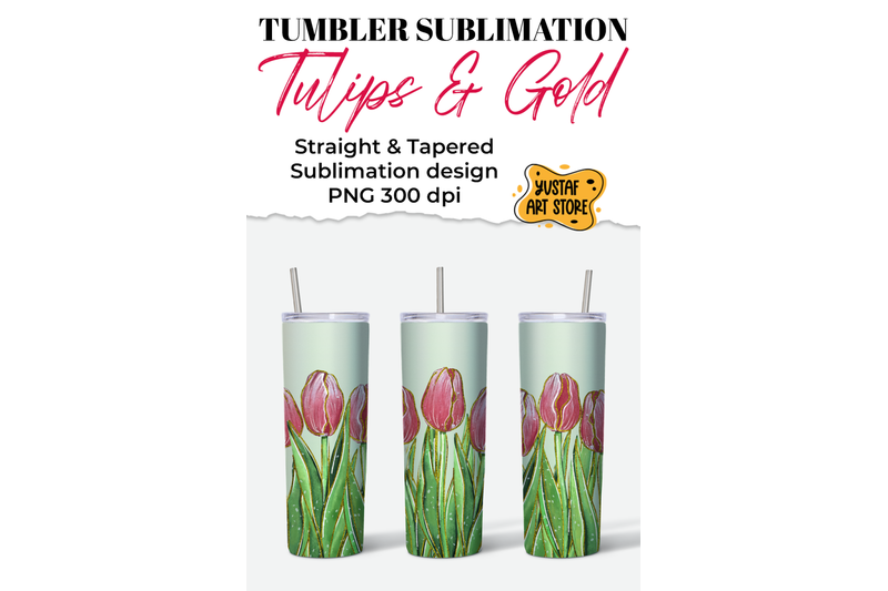 spring-flower-tumbler-sublimation-design-tulips-amp-gold