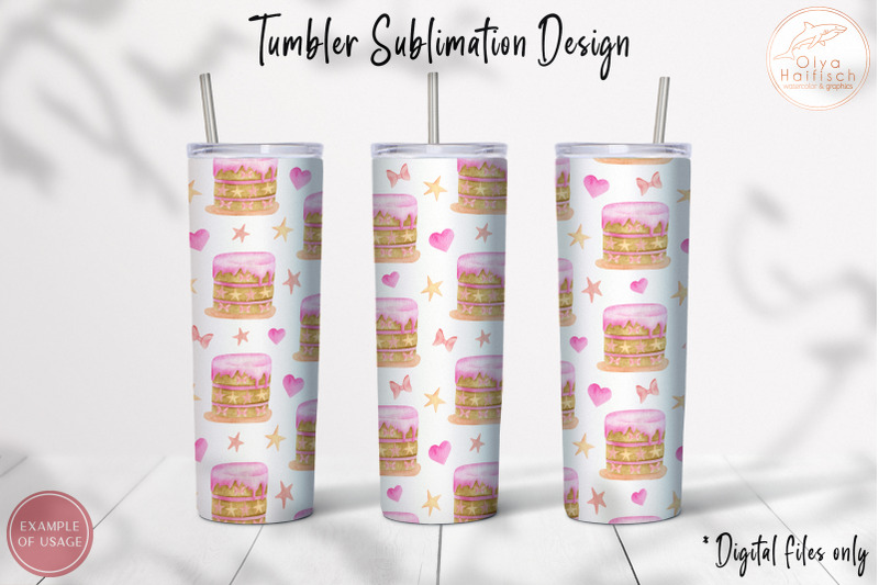 watercolor-birthday-cake-tumbler-sublimation-for-20-oz-skinny-tumbler