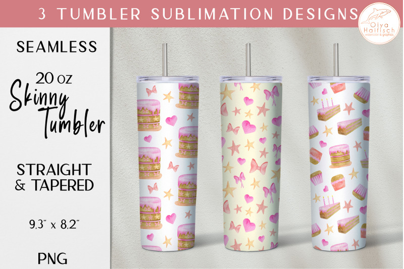 watercolor-birthday-cake-tumbler-sublimation-for-20-oz-skinny-tumbler