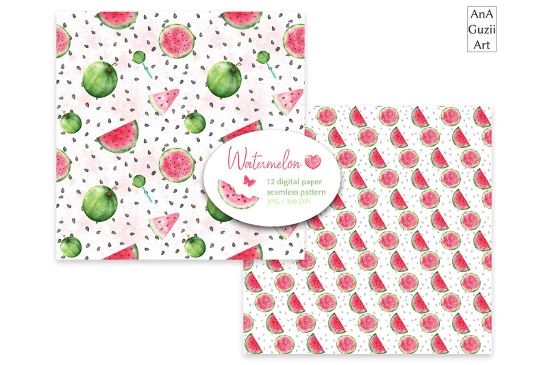 watercolor-digital-paper-watermelons-seamless-pattern