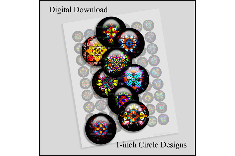 colorful-mandala-stained-glass-1-inch-circles-printable