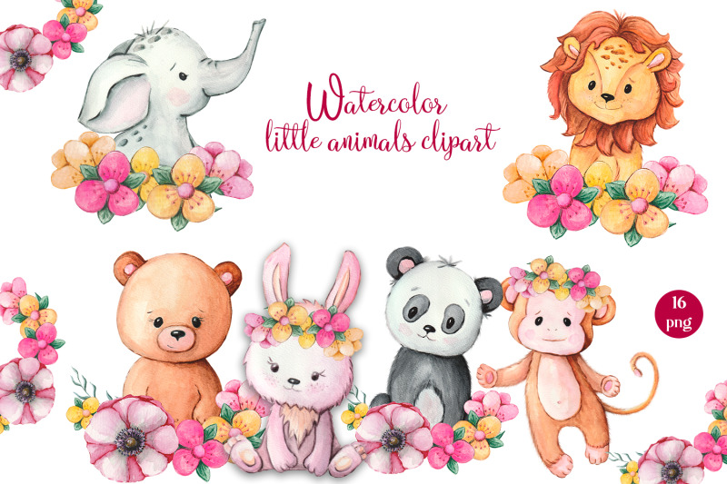 animals-in-flowers-watercolor-little-animals-clipart