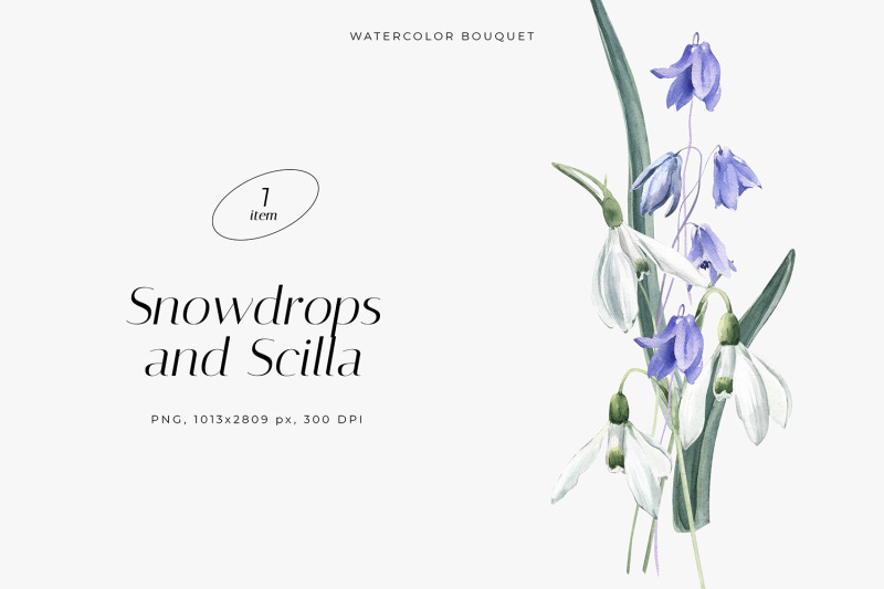 watercolor-bouquet-with-snowdrops-and-scilla