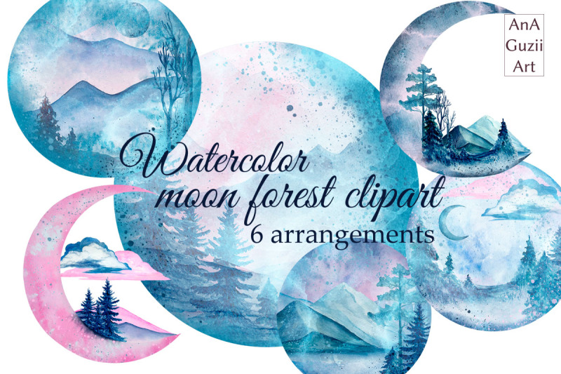 watercolor-moon-forest-clipart