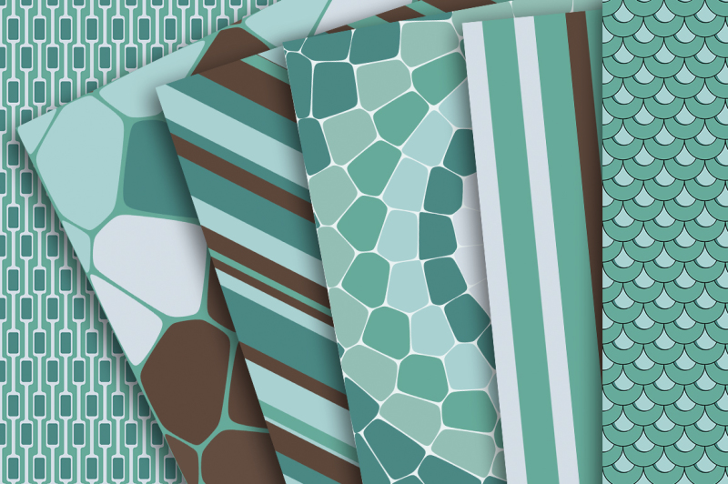 digital-paper-teal-and-brown-patterns-of-stone-stripes-and-scales