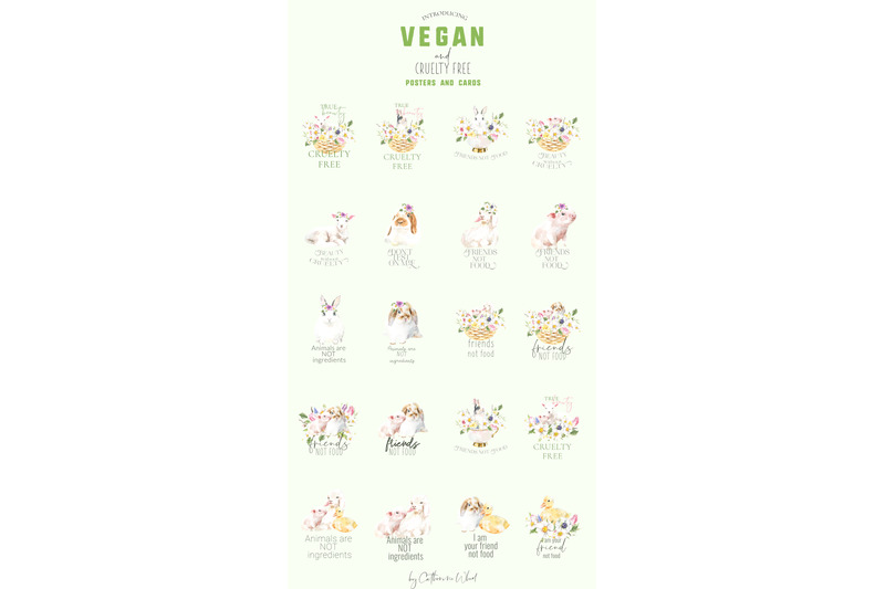 vegan-cruelty-free-animals-stickers-eco-printable-card-design