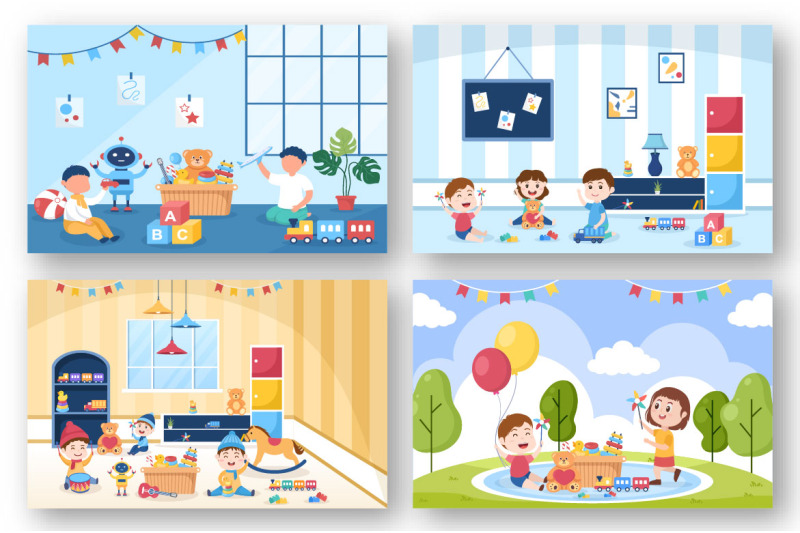 16-kids-toys-in-kindergarten-cartoon-illustration