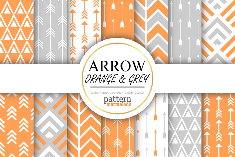 arrow-orange-and-grey-digital-paper-seamless-arrow-pattern-bv030b