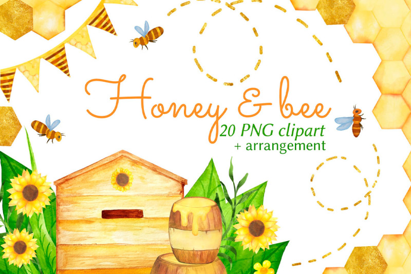 honey-and-bee-clipart-honey-clipart-watercolor-clipart