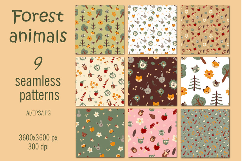 forest-animals-digital-paper-seamless-patterns