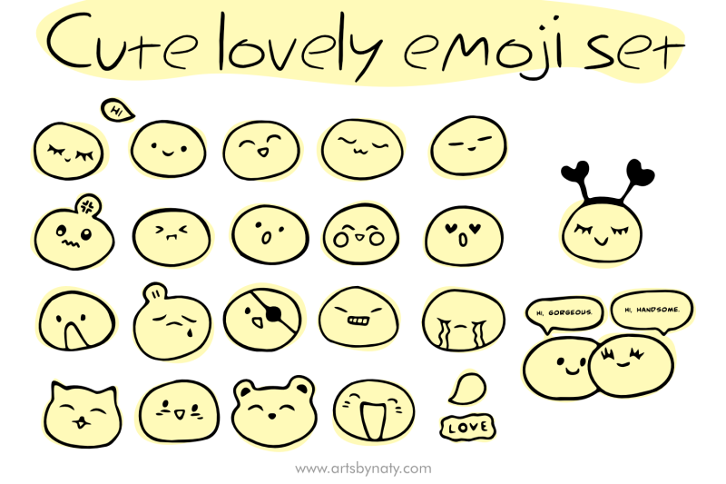 cute-lovely-emoji-set-svg-illustration