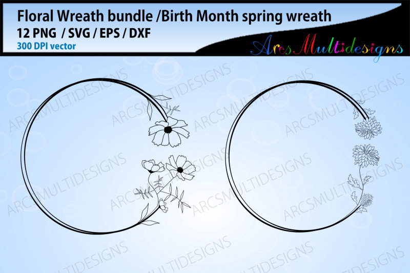 floral-wreath-bundle-birth-month-flower-frames