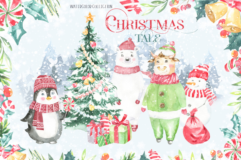 7in1-christmas-watercolor-animal-illustration-bundle